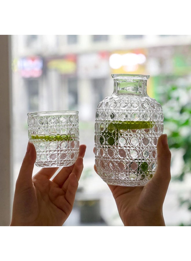 طقم إبريق ماء وكوب زجاجي للسرير، إبريق ماء مع كوب زجاجي للسرير، إبريق بجانب السرير لشرب الماء في منتصف الليل، غسول فم زجاجي للحمام، غرفة الضيوف - Image 3